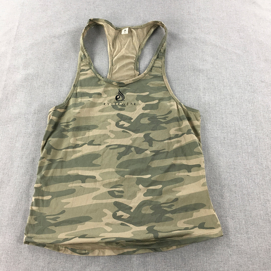 Ryderwear Womens Tank Top Size S Camo Brown Logo Sleeveless Shirt