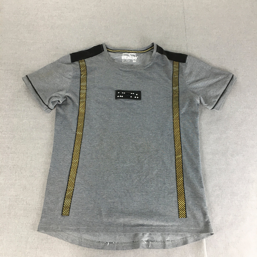 D.R Men T-Shirt Size L Grey Short Sleeve Crew Neck Tee