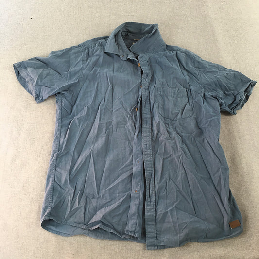 Kathmandu Enact Mens Shirt Size L Blue Short Sleeve Button-Up Collared Pocket