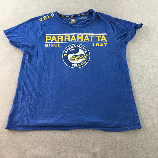 Parramatta Eels Mens T-Shirt Size L Blue NRL Rugby League Short Sleeve Tee