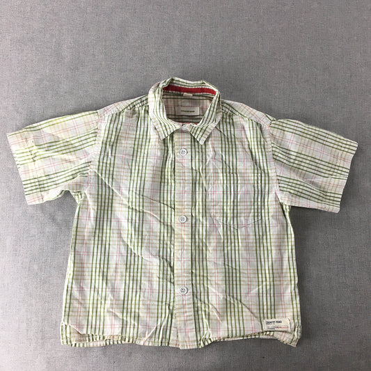 Country Road Kids Boys Shirt Size 4 Toddler White Green Checkered Button-Up