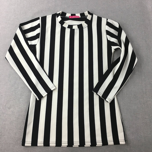 Florance Womens Top Size L Black White Striped Long Sleeve Shirt