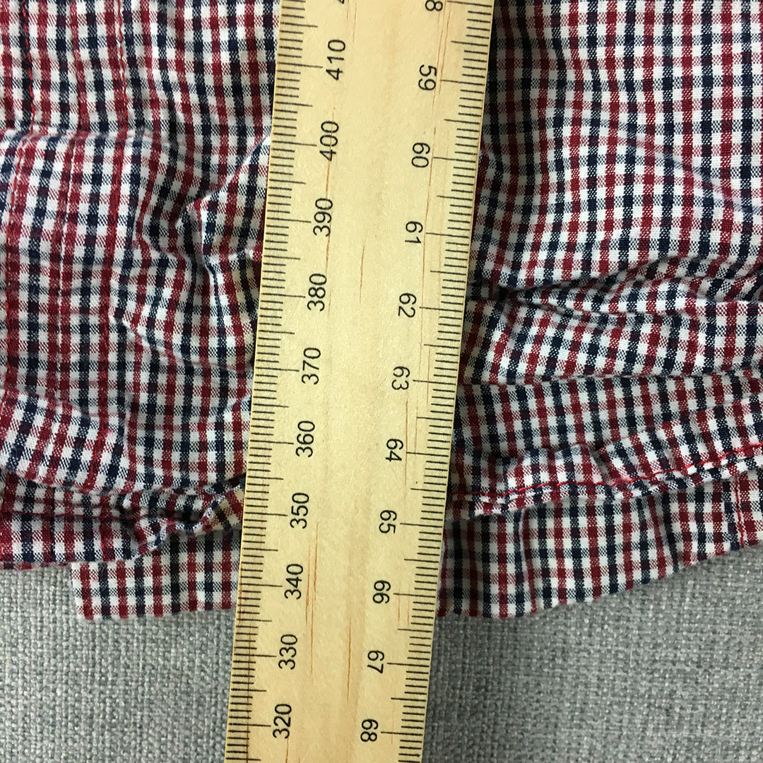 French Connection Mens Shirt Size L Slim Fit Red Black White Checkered Button-Up