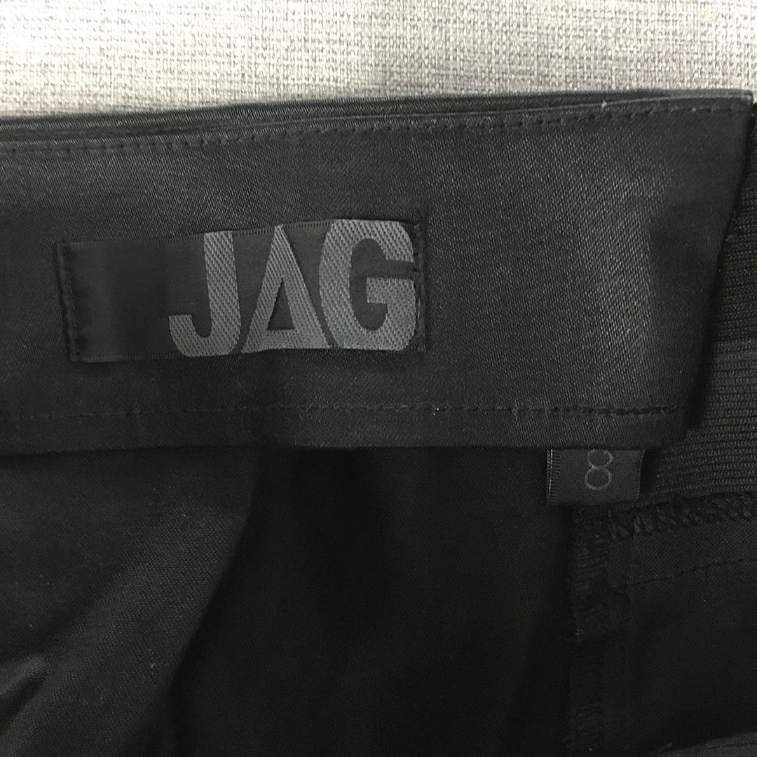 Jag Womens Faux Waxed Denim Midi Skirt Size 8 Black Elastic Waist Straight