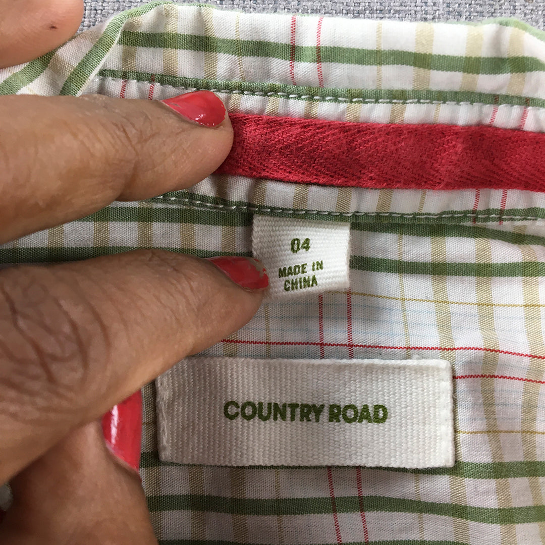 Country Road Kids Boys Shirt Size 4 Toddler White Green Checkered Button-Up