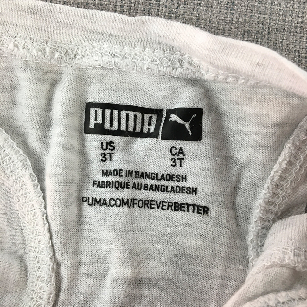 Puma Girls Tank Top Size 3 Toddler Grey Sleeveless Pink Big Logo Shirt