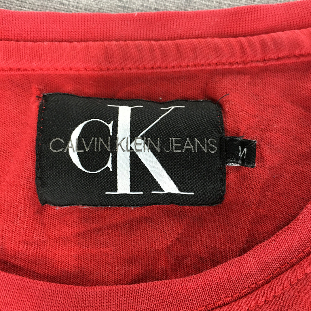 Calvin Klein Jeans Mens T-Shirt Size M Red Logo Pocket Tee