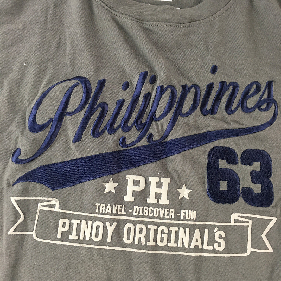 Philippines T-Shirt Adult Size M Grey Pinoy Originals Kamisa Grey Short Sleeve