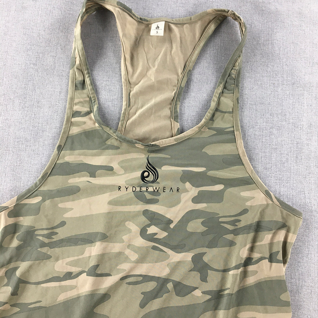 Ryderwear Womens Tank Top Size S Camo Brown Logo Sleeveless Shirt