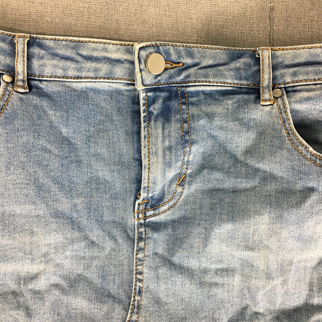 Seed Heritage Womens Denim Mini Skirt Size 14 Blue Light Wash Raw Hem