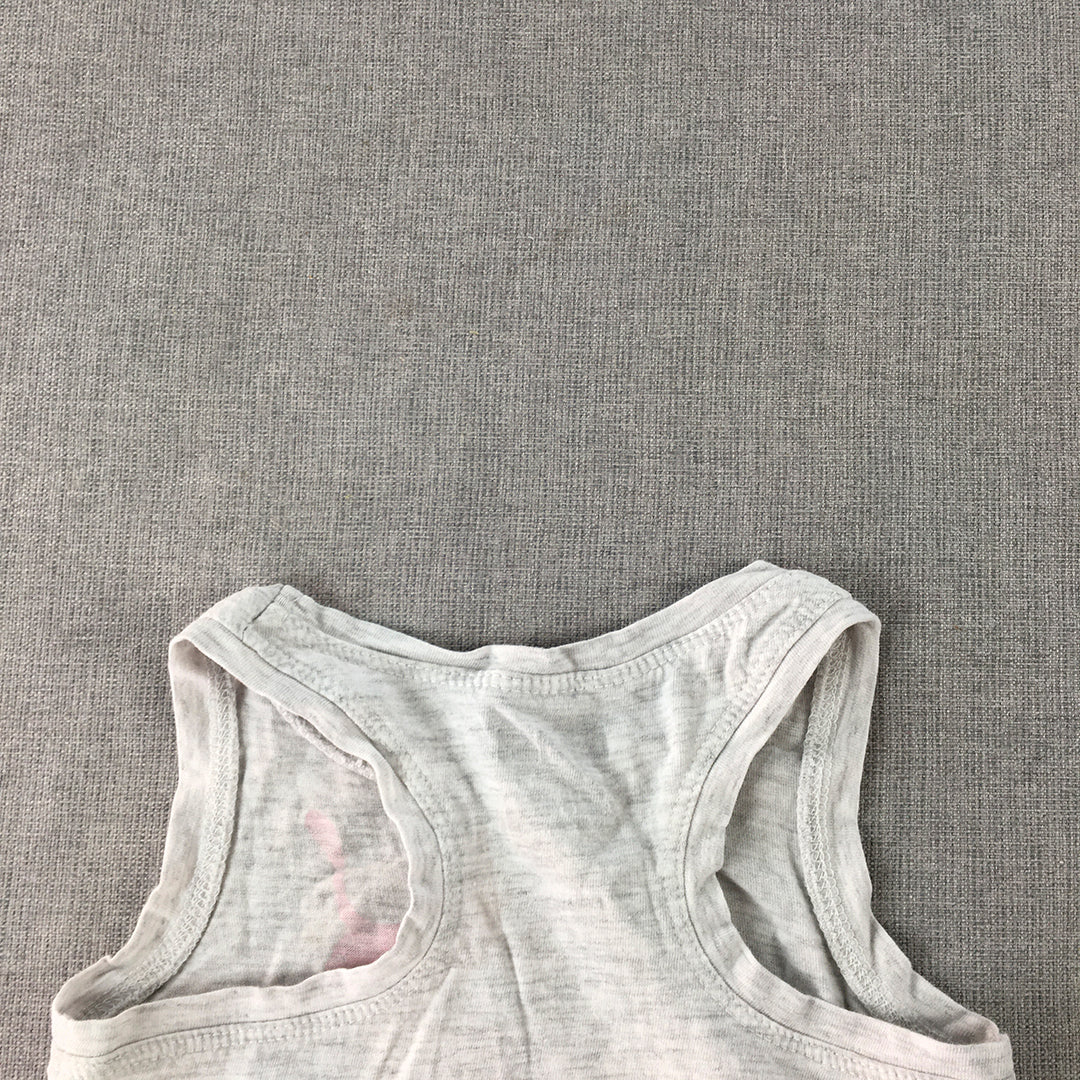 Puma Girls Tank Top Size 3 Toddler Grey Sleeveless Pink Big Logo Shirt