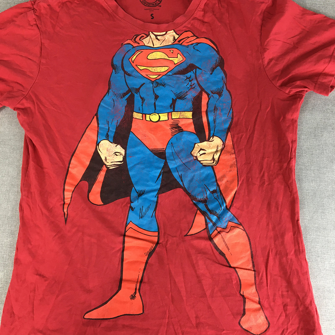 DC Comics Superman Mens T-Shirt Size S Red Short Sleeve Superhero Tee