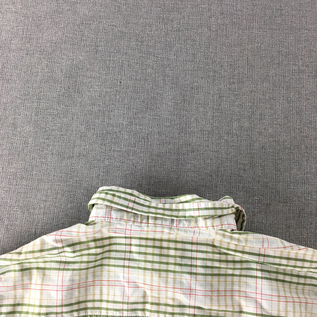 Country Road Kids Boys Shirt Size 4 Toddler White Green Checkered Button-Up