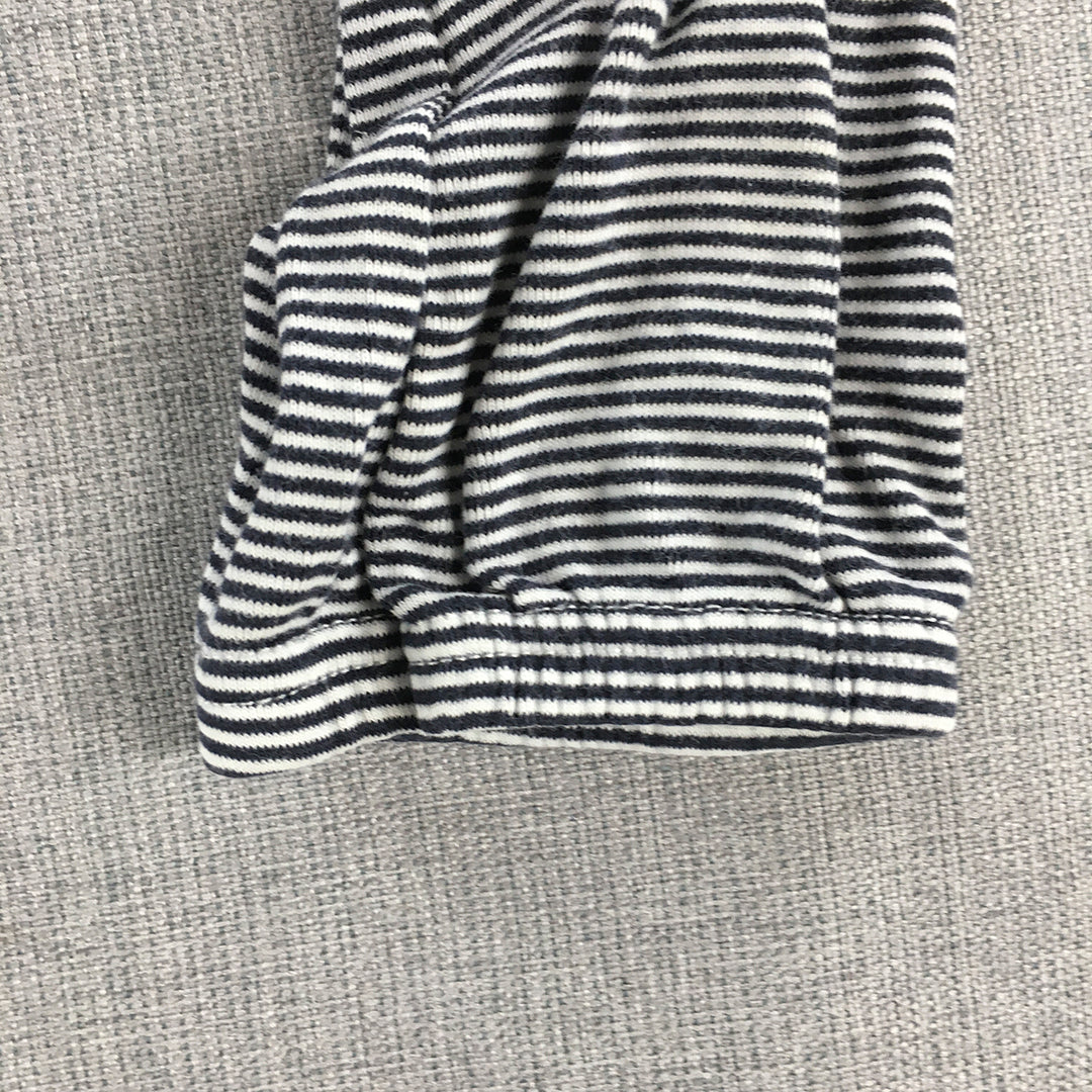 Petit Bateau Kids Girls Knit Top Size 10 Blue White Striped Long Sleeve Pullover