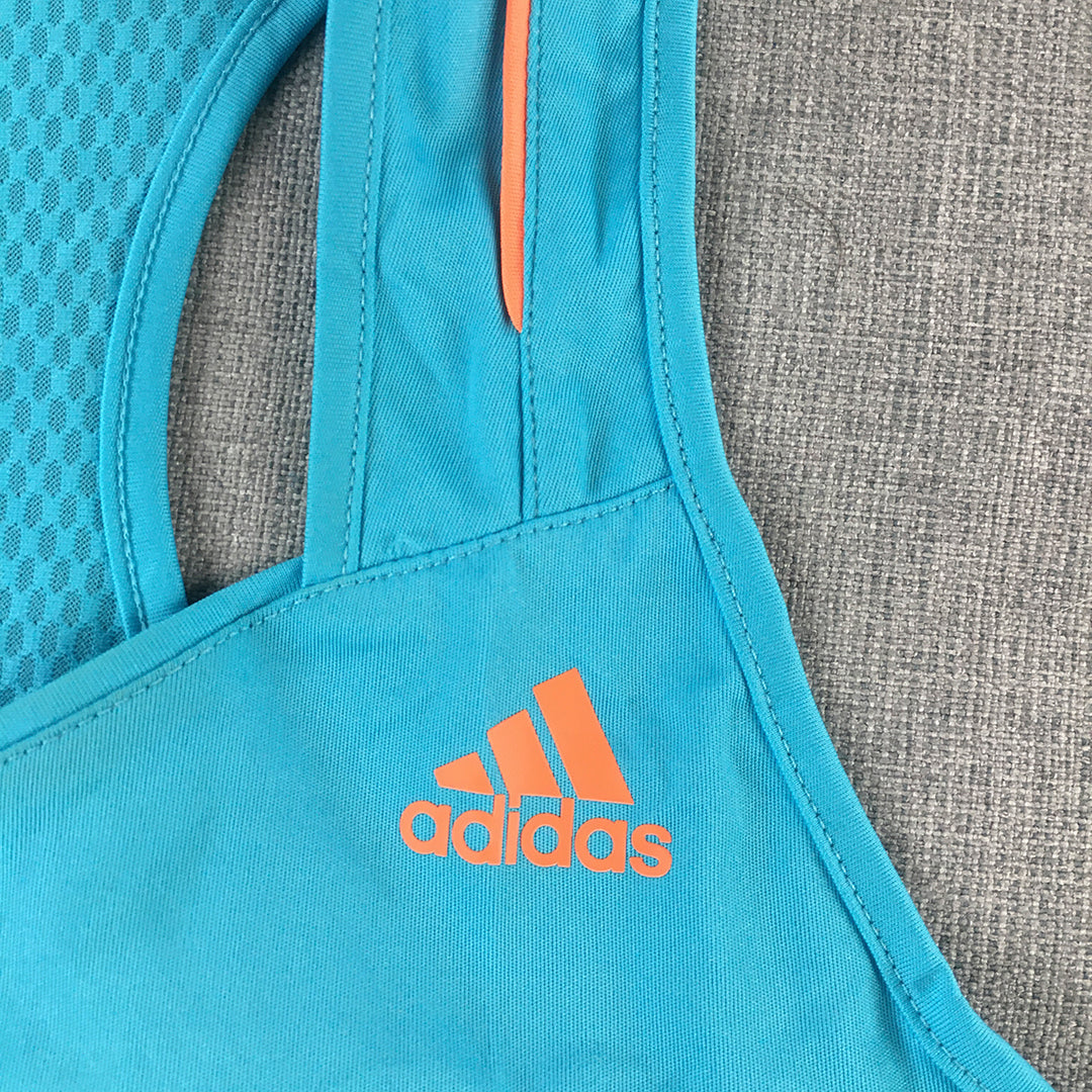 Adidas Womens Tank Top Size S Blue Logo Sleeveless Shirt