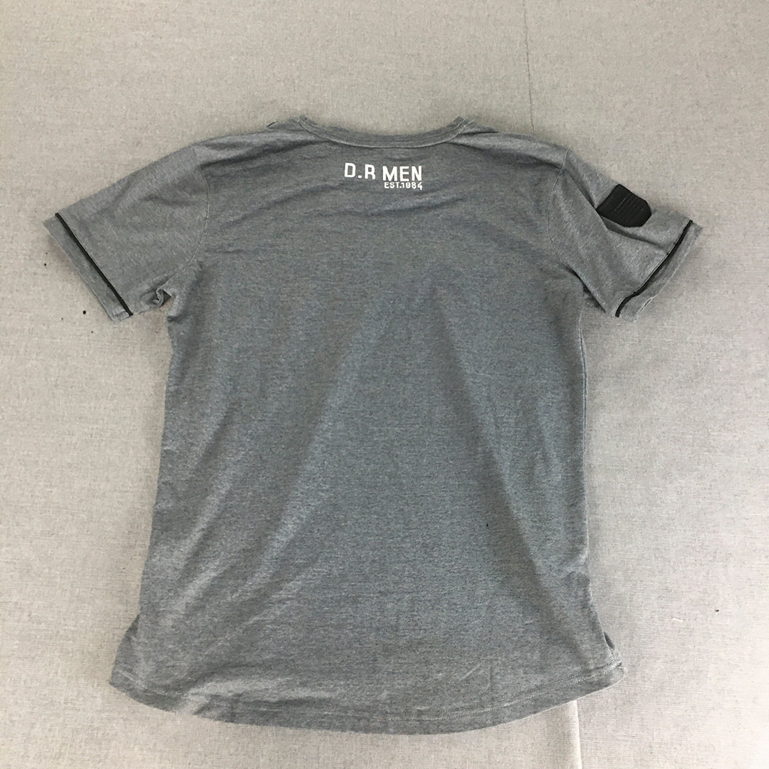 D.R Men T-Shirt Size L Grey Short Sleeve Crew Neck Tee