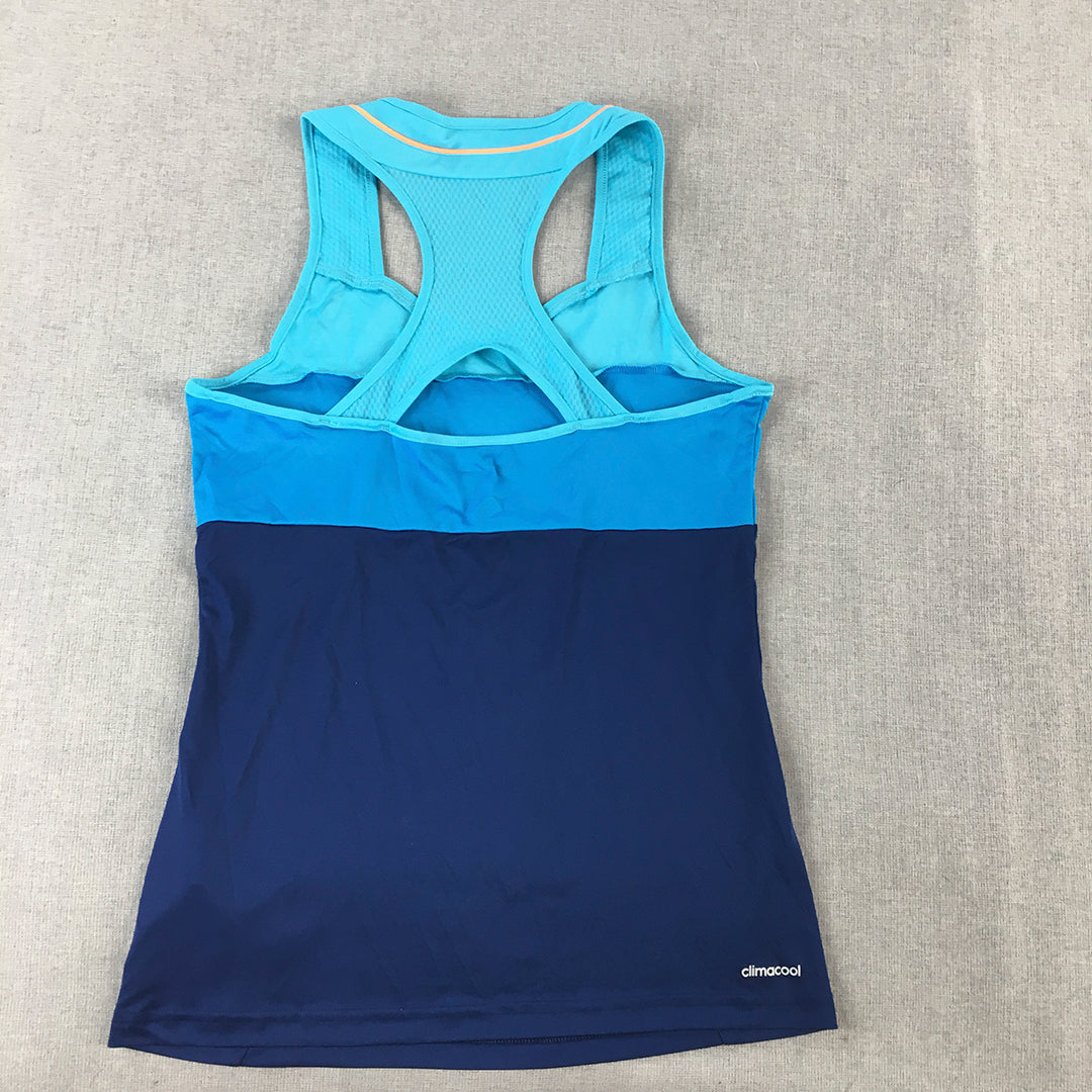 Adidas Womens Tank Top Size S Blue Logo Sleeveless Shirt