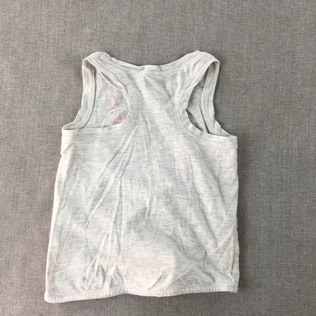 Puma Girls Tank Top Size 3 Toddler Grey Sleeveless Pink Big Logo Shirt