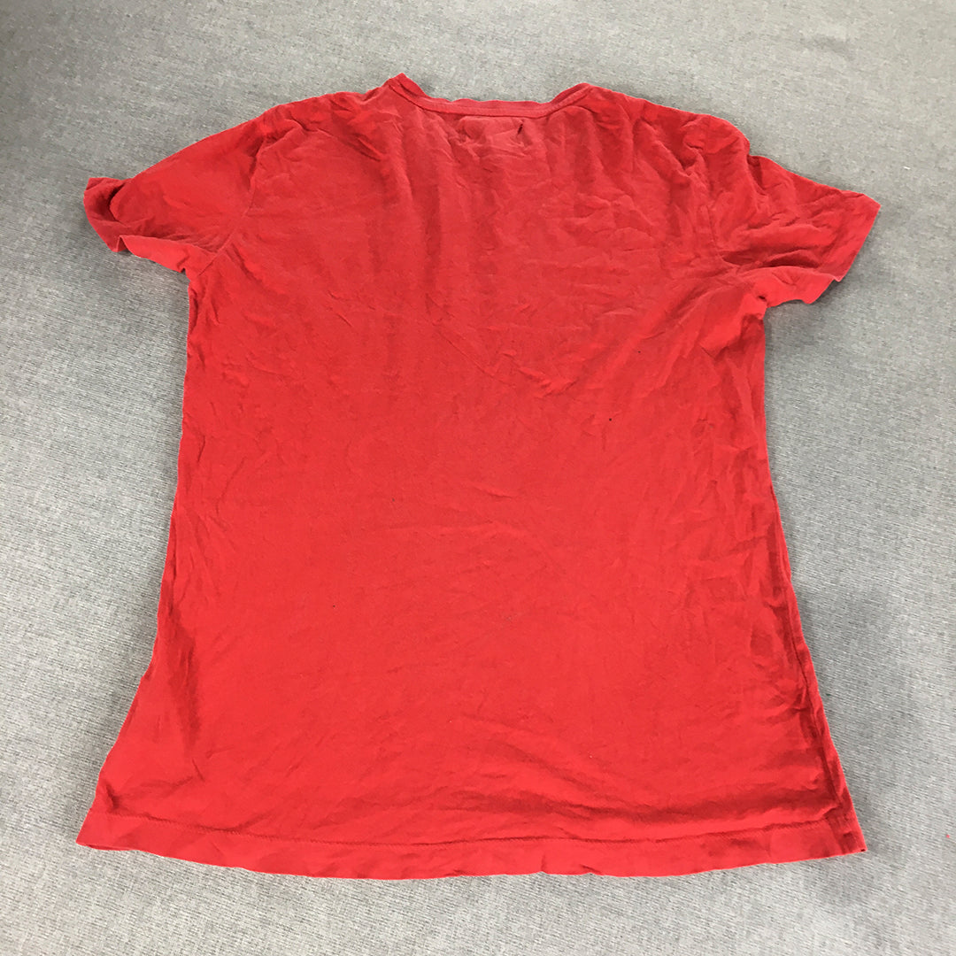 Calvin Klein Jeans Mens T-Shirt Size M Red Logo Pocket Tee