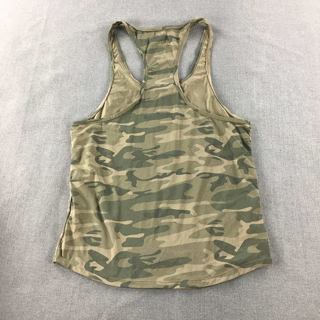 Ryderwear Womens Tank Top Size S Camo Brown Logo Sleeveless Shirt