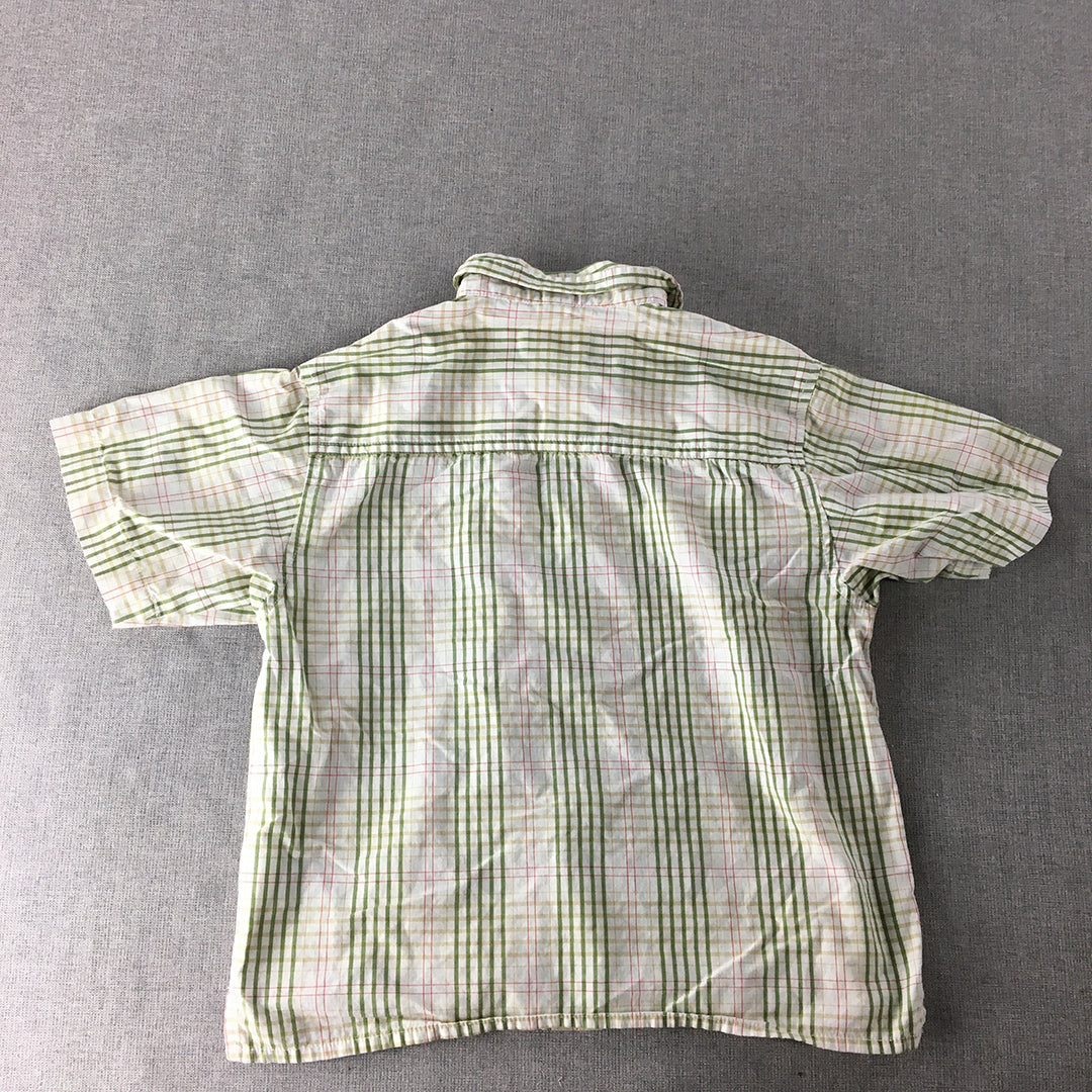 Country Road Kids Boys Shirt Size 4 Toddler White Green Checkered Button-Up