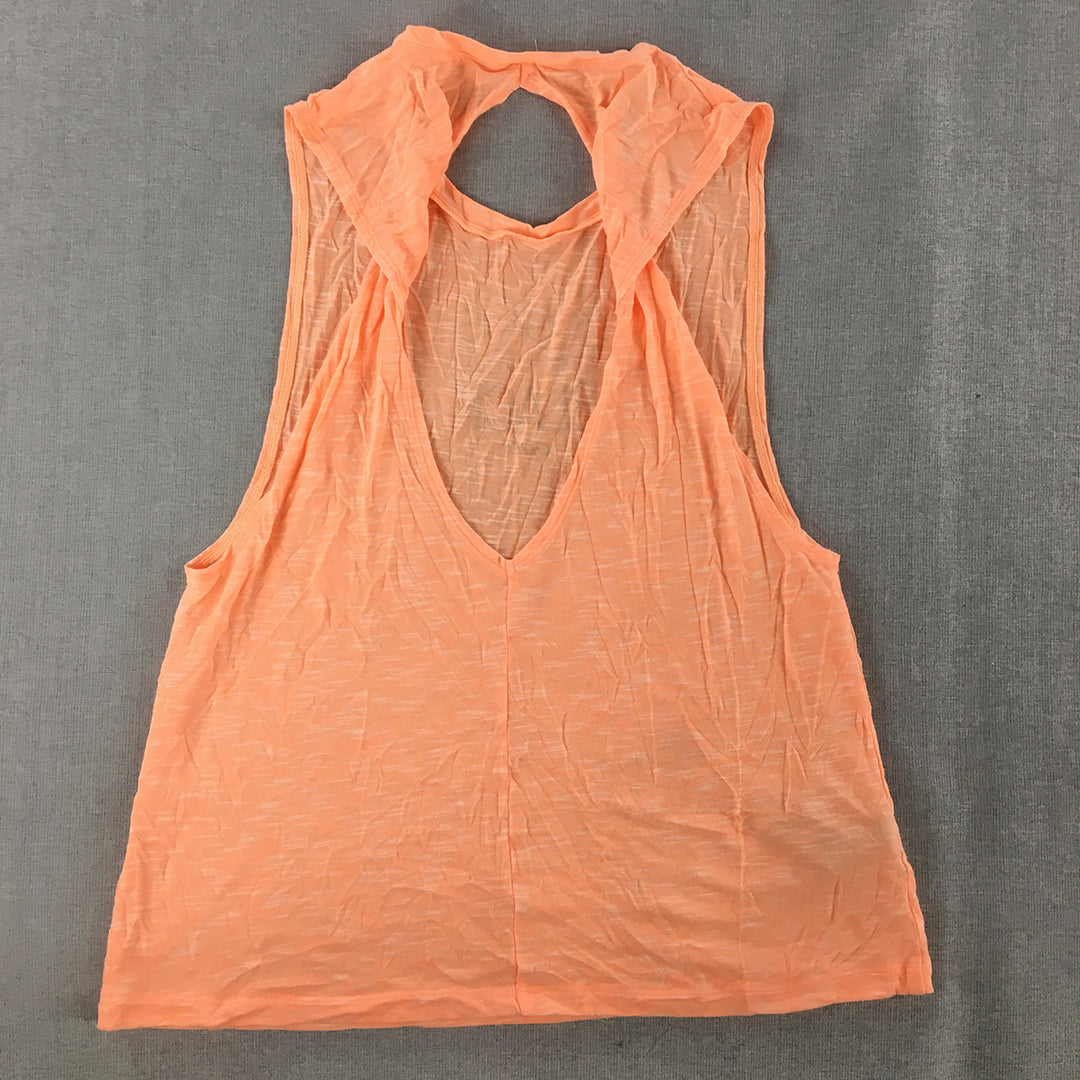 Lorna Jane Womens Tank Top Size M Peach Orange Sleeveless Shirt