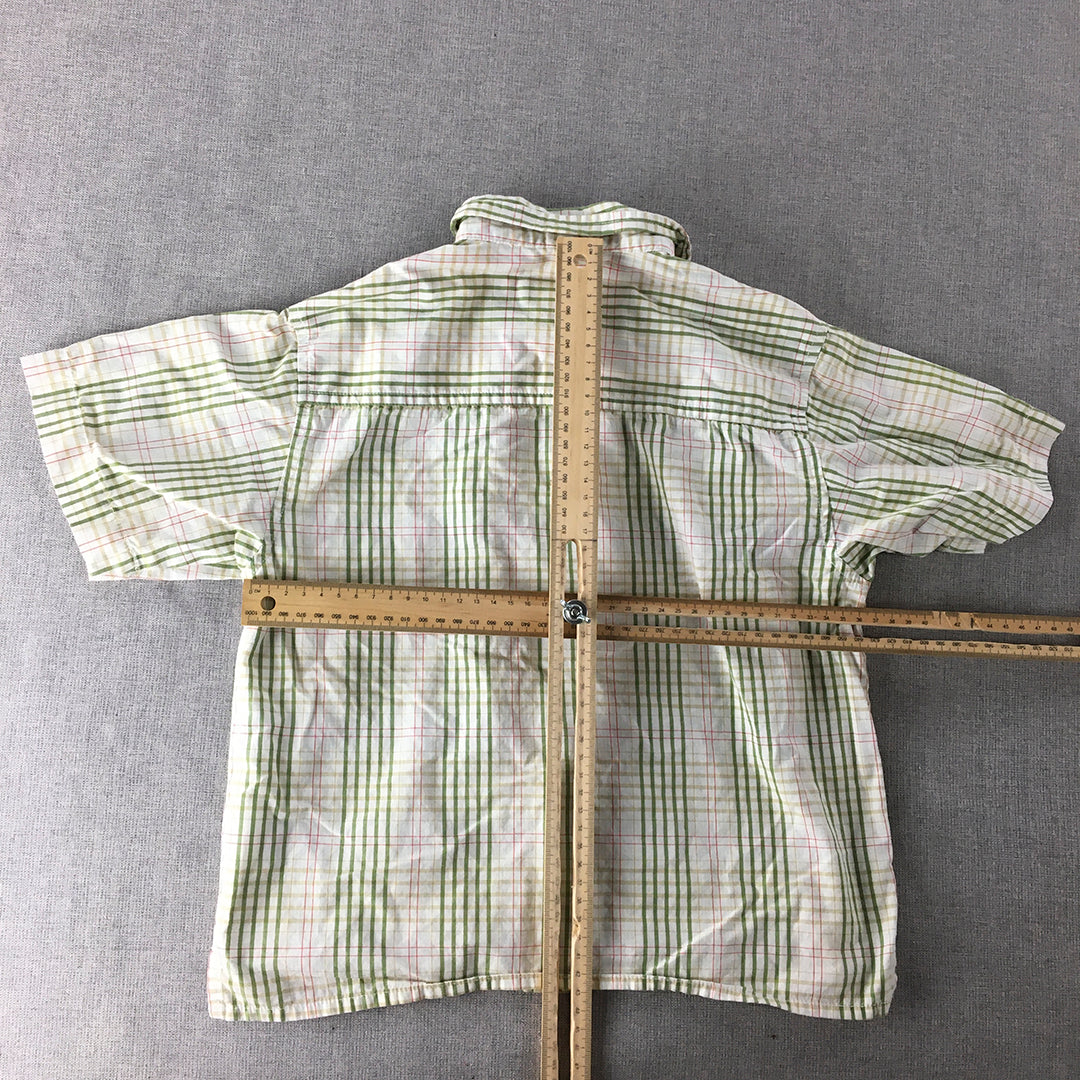 Country Road Kids Boys Shirt Size 4 Toddler White Green Checkered Button-Up