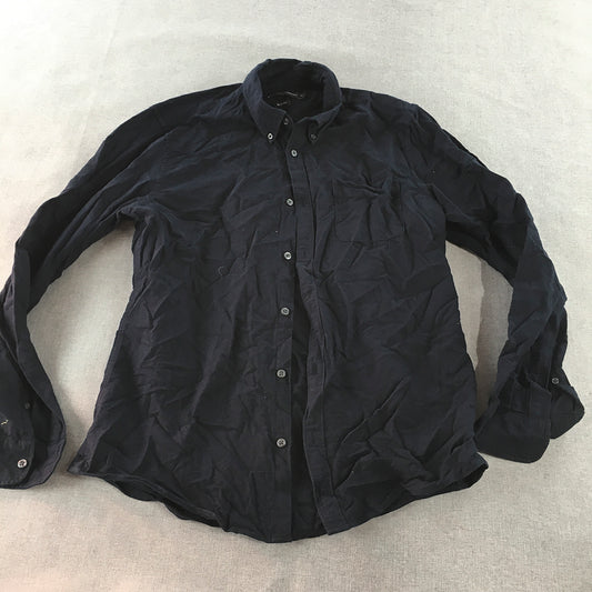 French Connection Mens Shirt Size M Slim Fit Navy Blue Long Sleeve Button-Up