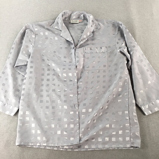 Giani Feroti Lady Line Shirt Size L Silver Button-Up Collared Long Sleeve