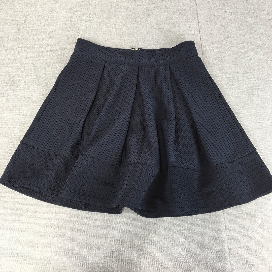 Chic A Booti Womens Mini Skirt Size 10 Navy Blue Pleated