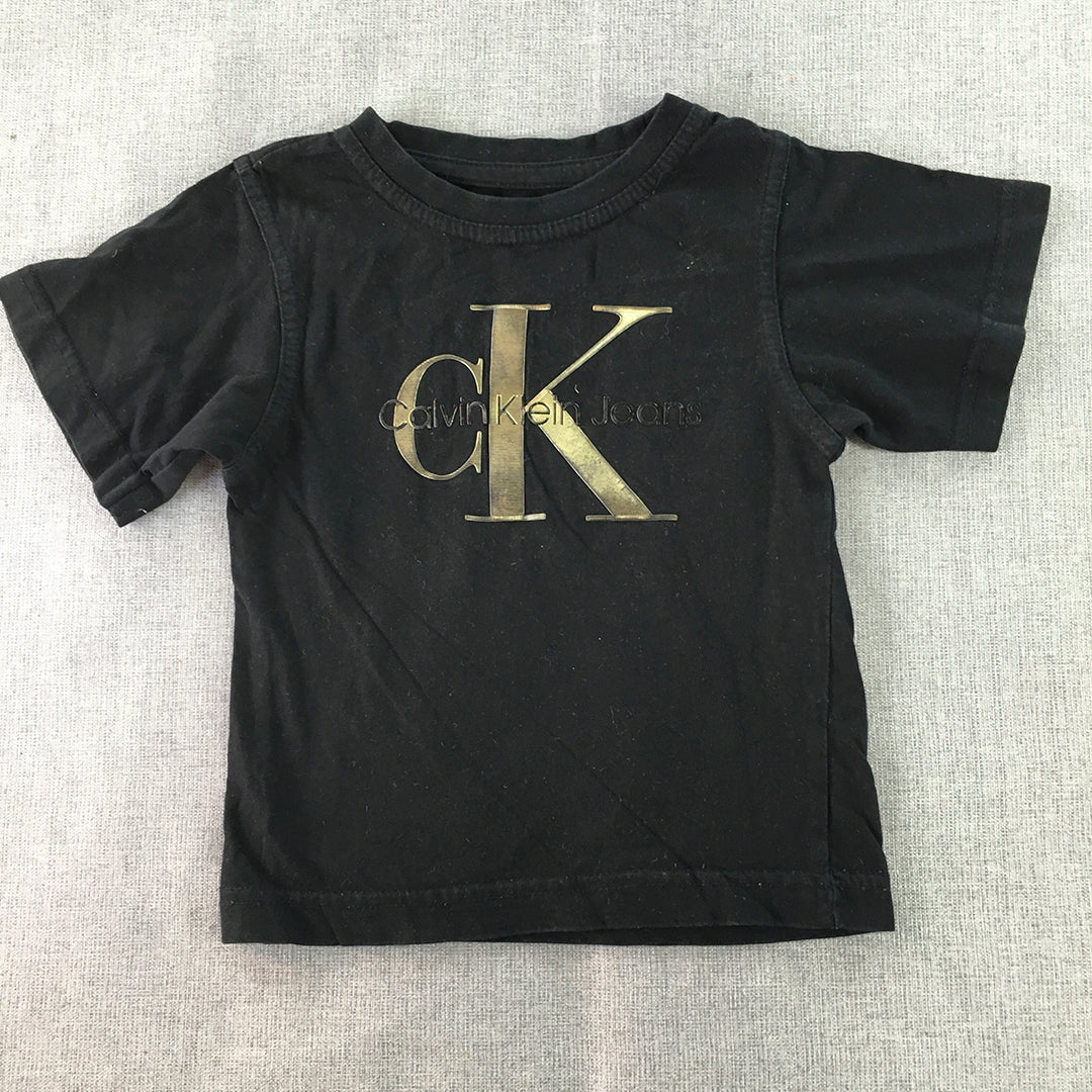 Calvin Klein Jeans Kids T-Shirt Size 2 - 3 Years Toddler Black Logo Top