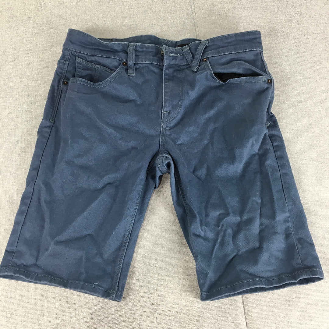 Volcom Mens Denim Shorts Size 30 Blue Pockets Stretch Jorts