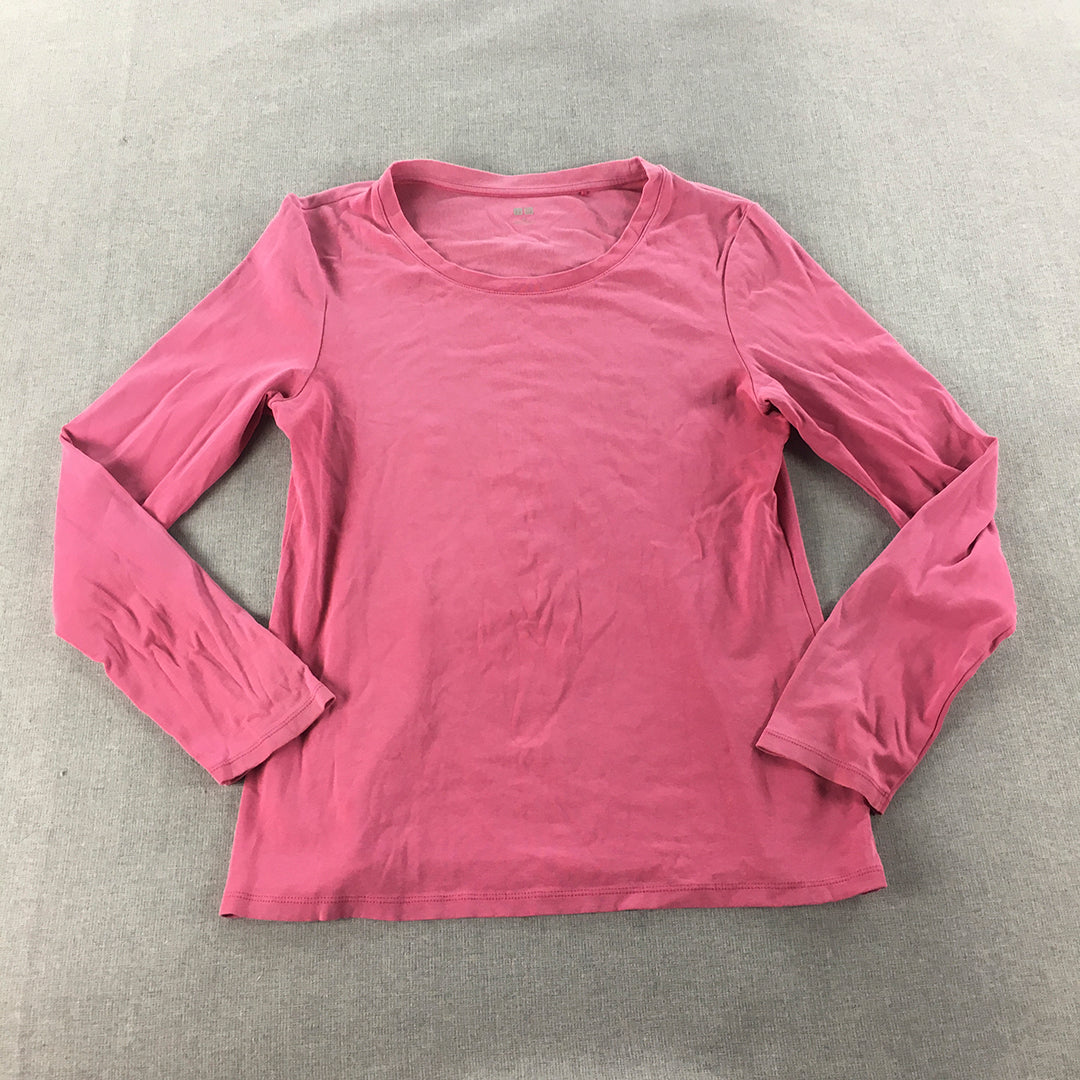 Uniqlo Womens Shirt Size M Pink Long Sleeve Pullover Top