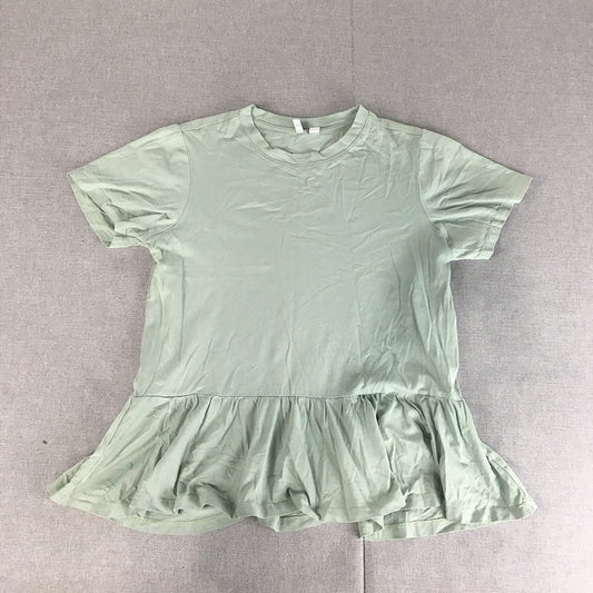 Forever New Womens Top Size XS Green Pleated Hem Short Sleeve T-Shirt