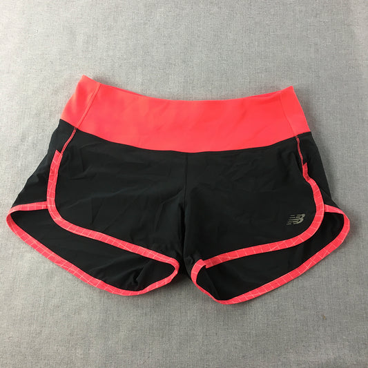 New Balance Womens Shorts Size S Pink Black Logo Stretch Fabric Running Gym