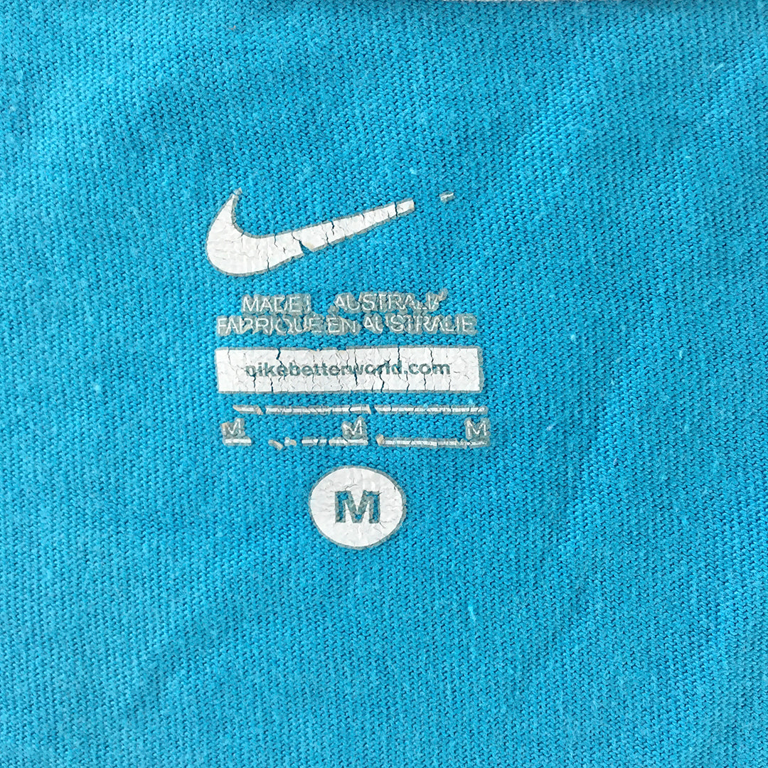 Nike Womens T-Shirt Size M Blue Big Swoosh Logo Short Sleeve Top