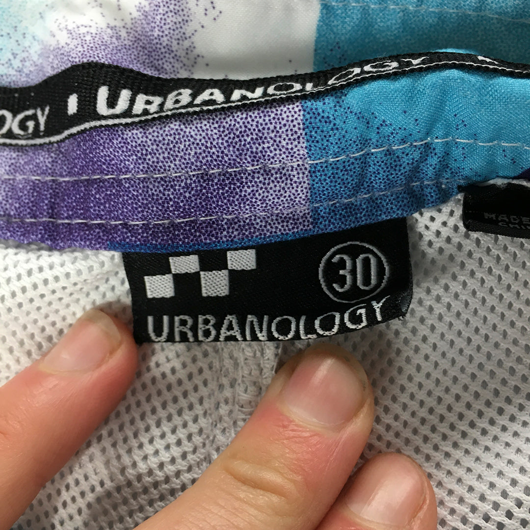 Urbanology Mens Board Shorts Size 30 Blue Purple White Surf Swim Boardies