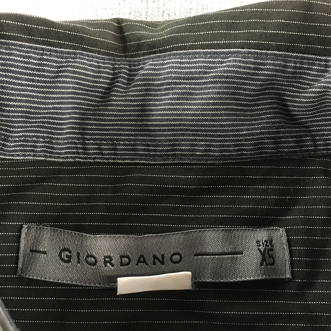 Giordano Mens Shirt Size XS Black Striped Long Sleeve Button-Up Collared