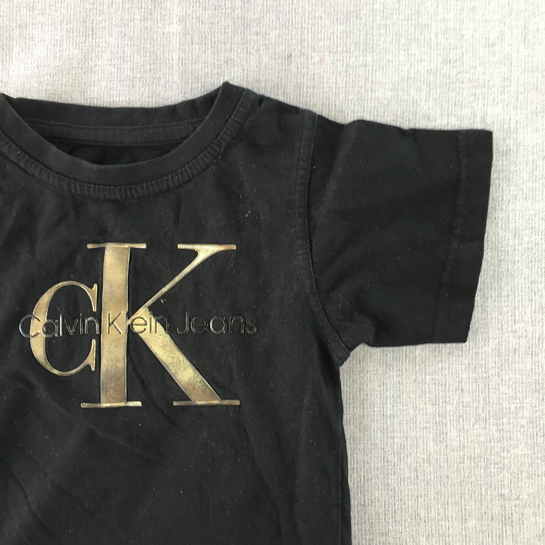 Calvin Klein Jeans Kids T-Shirt Size 2 - 3 Years Toddler Black Logo Top