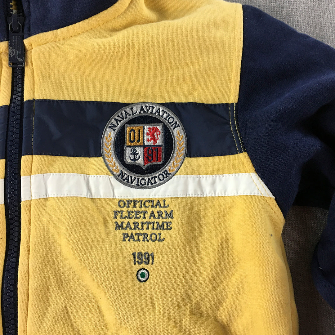 Octave Jeans Kids Boys Jacket Size 11 Years Yellow Blue Logo Zip-Up Pockets