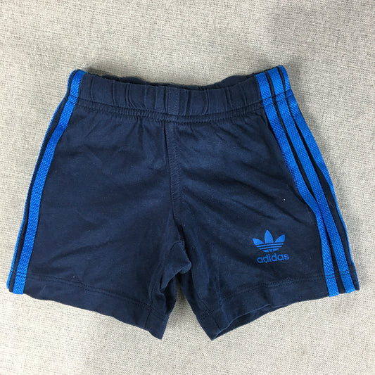 Adidas Baby Boys Shorts Size 000 (3 - 6 Months) Blue Striped Trefoil Logo