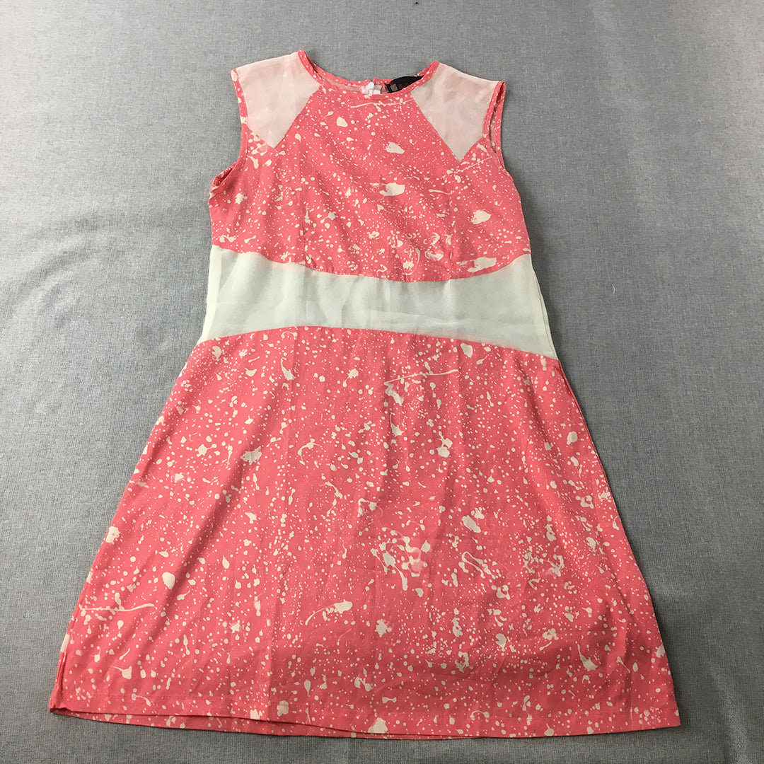 Belle Fille Womens Mini Dress Size S Pink Dot Sleeveless A-Line