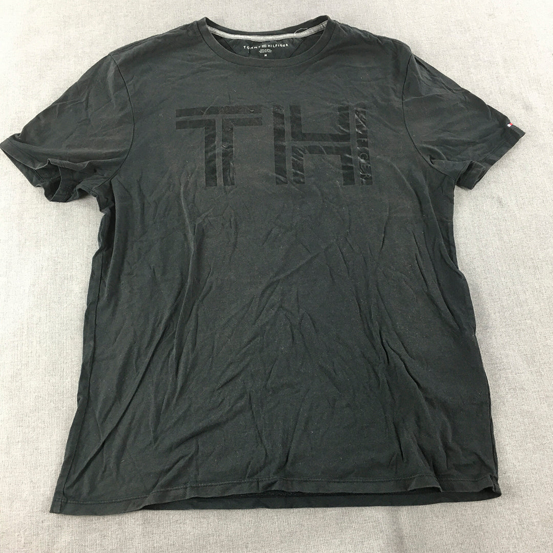 Tommy Hilfiger Mens T-Shirt Size M Black Logo Short Sleeve Crew Neck Tee