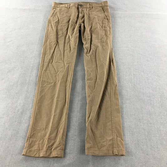 Giordano Mens Chino Pants Size 30 Brown Low Rise Slim Tapered