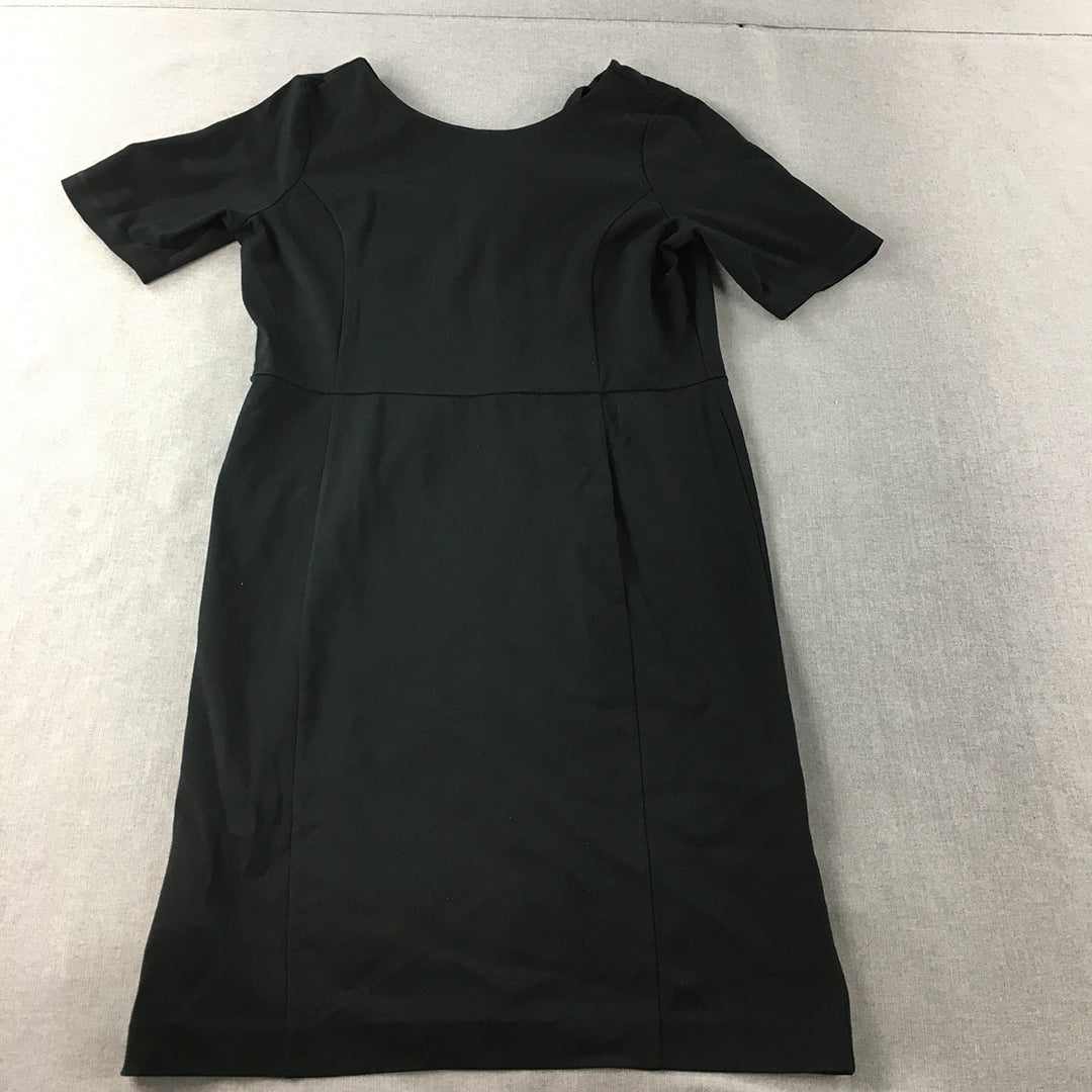 Ann Taylor Womens Shift Dress Size 14 Black Short Sleeve Mini