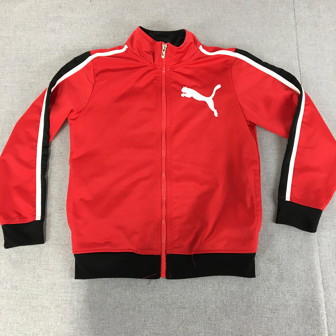 Puma Kids Boys Jacket Size 7 Years Red Zip-Up Logo Tracksuit Top