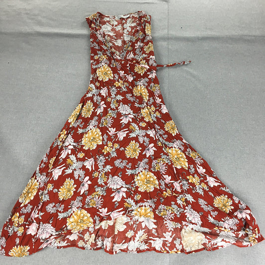 White Closet Womens Sundress Size 8 Red Floral A-Line Sleeveless Knee Length