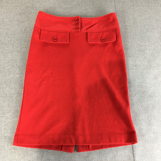 Valleygirl Womens Midi Skirt Size 8 Red Straight Pencil Stretch