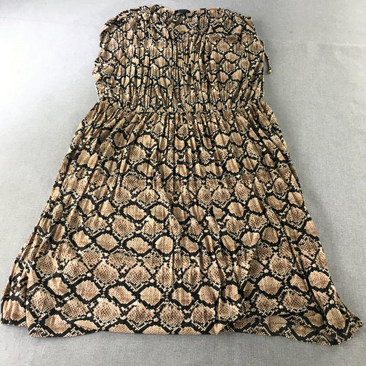 Basque Womens Dress Size 22 Brown Snakeskin Pattern Fit Flare Midi