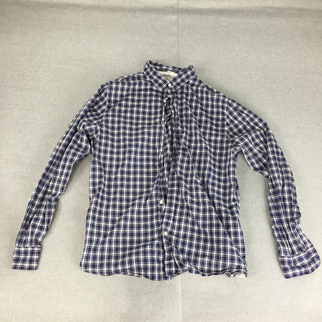 Country Road Mens Shirt Size XL Blue Checkered Button-Up Long Sleeve